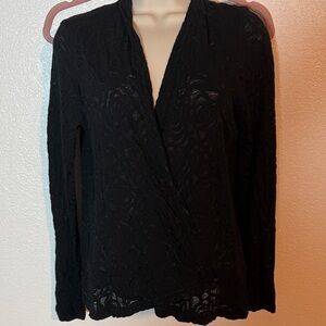 Cut Loose Black Burout Rose Print Lightweight Topper Cardigan Size Large